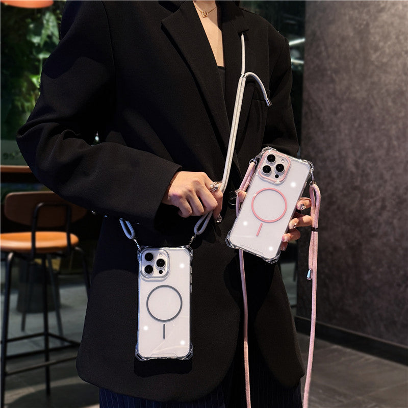 ショルダーiphoneクリアケース 耐衝撃 magsafeケース 斜めがけ GUESTCASE