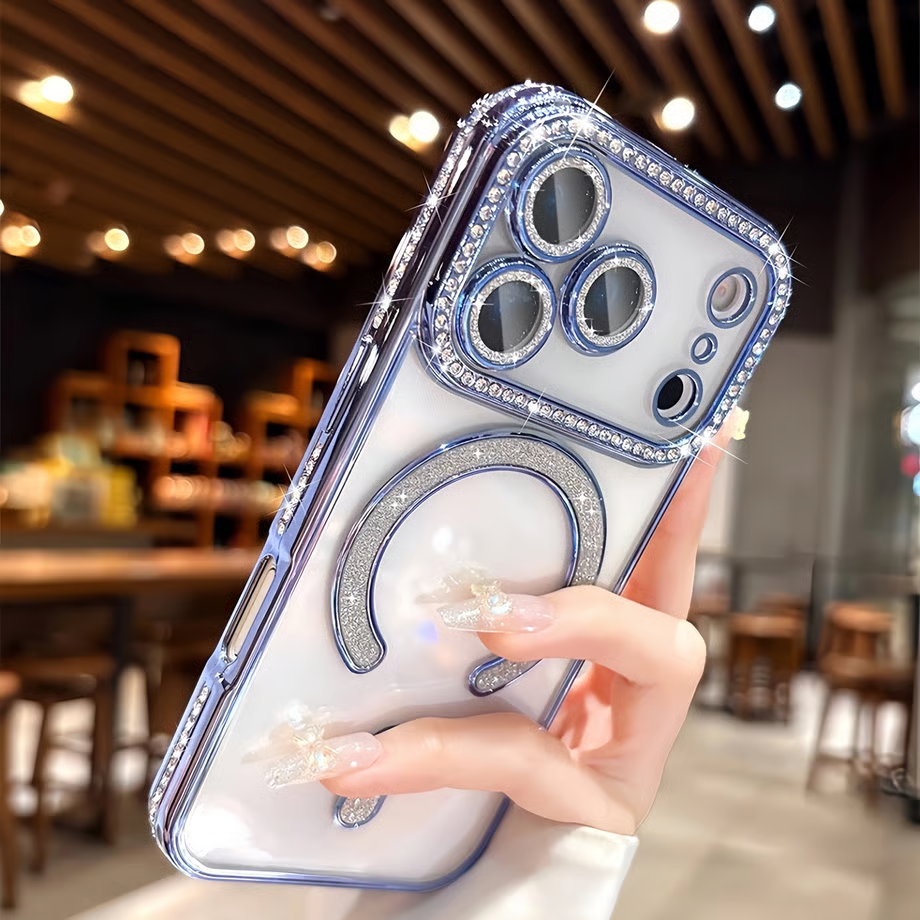 クリア iphone17pro/16pro ケース ストーンデコ マグセーフケース キラキラ GETCASE