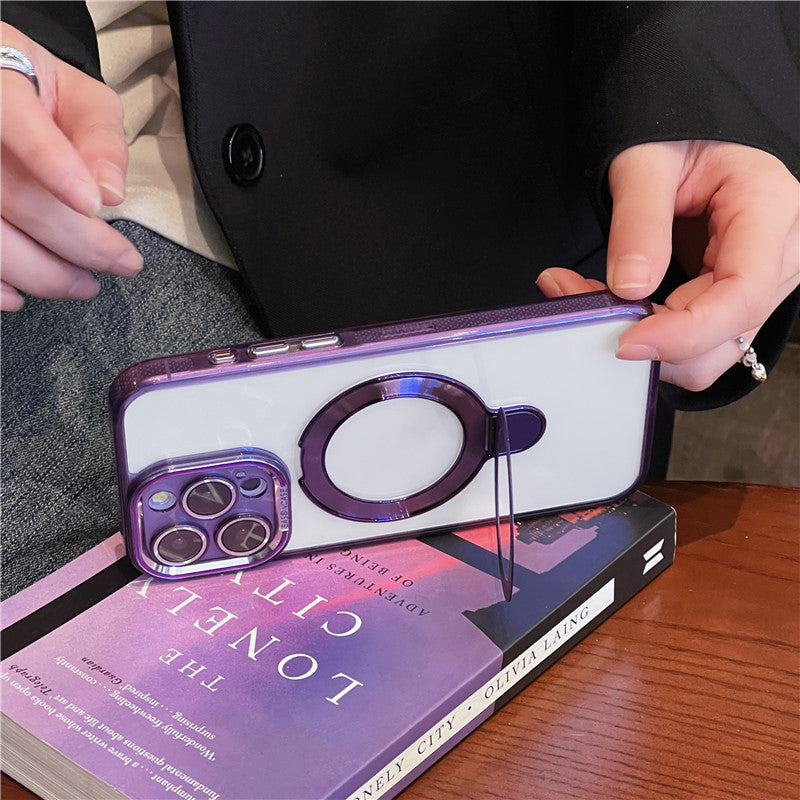 クリア iphone16/16pro ケース 薄い スタンド付き カメラ保護 magsafeケース GETCASE