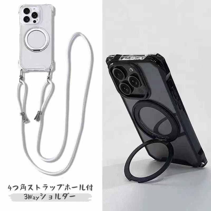 iphone17/16 ショルダーケース ステルスタンド付き magsafeケース 透明 GUESTCASE