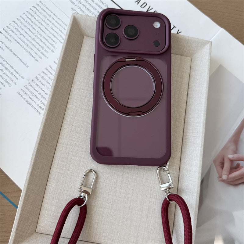 隠れストラップホルダー付きiPhone18pro/17proケース マグスタンドiPhone透明ケース magsafe対応