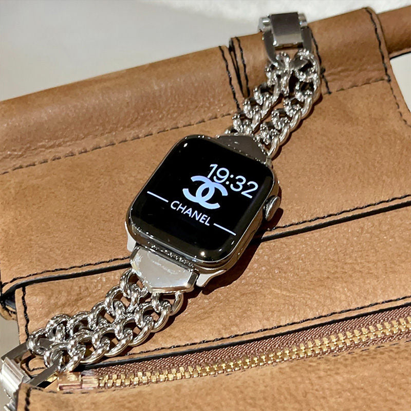 ステンレス apple watchバンド ダブルチェーン アップルウォッチバンド シンプル おしゃれ GETCASE