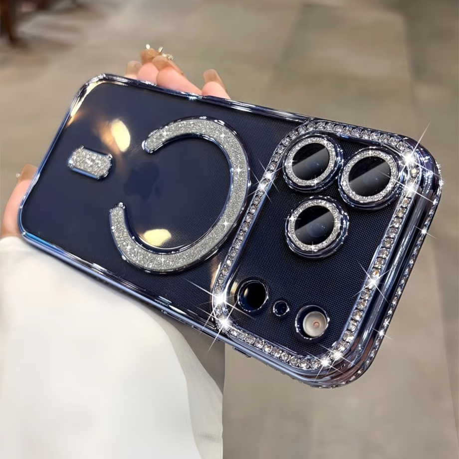 クリア iphone17pro/16pro ケース ストーンデコ マグセーフケース キラキラ GETCASE