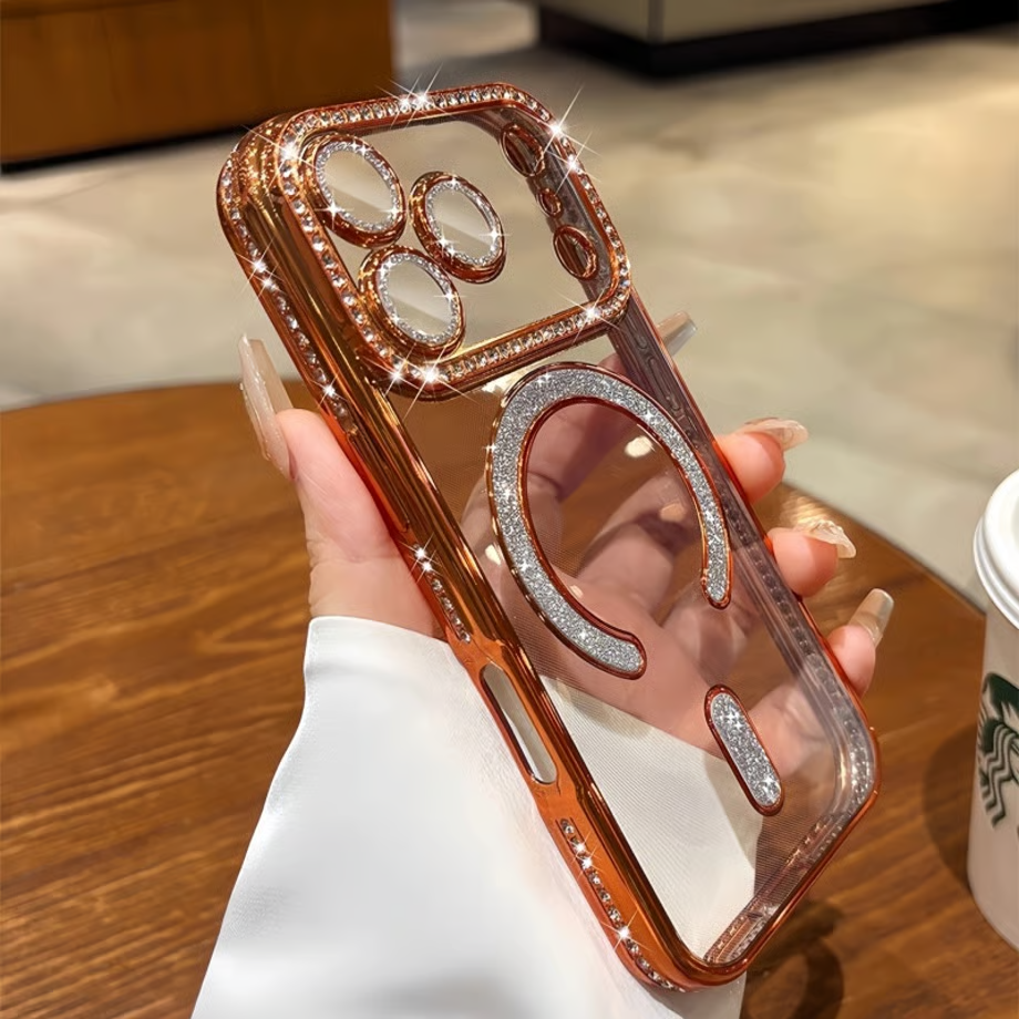 クリア iphone17pro/16pro ケース ストーンデコ マグセーフケース キラキラ