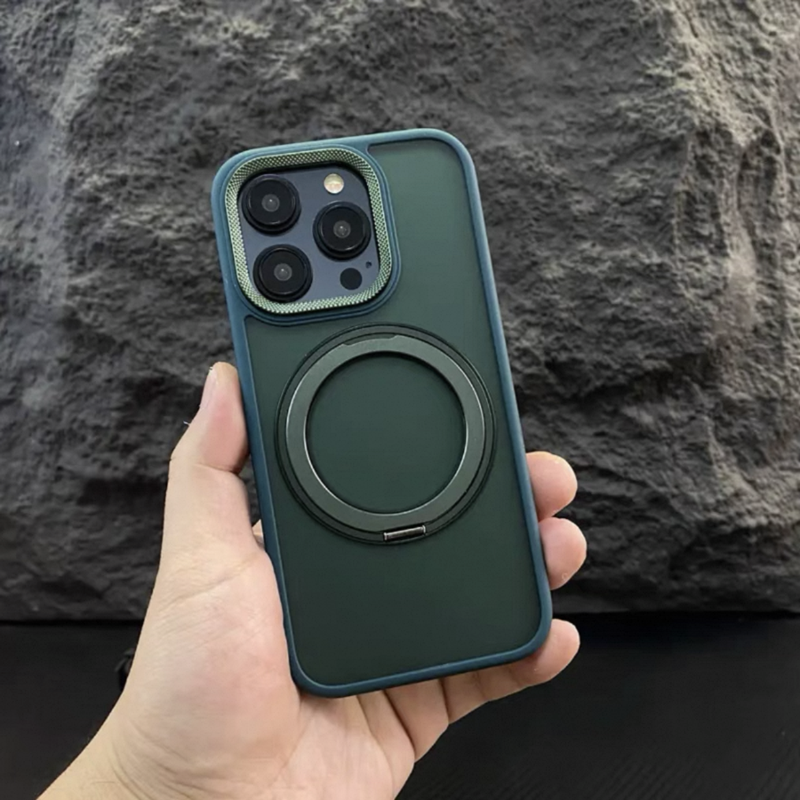 隠しスタンド付き iphone17/16 ケース マット 指紋・汚れつかない おしゃれ GUESTCASE