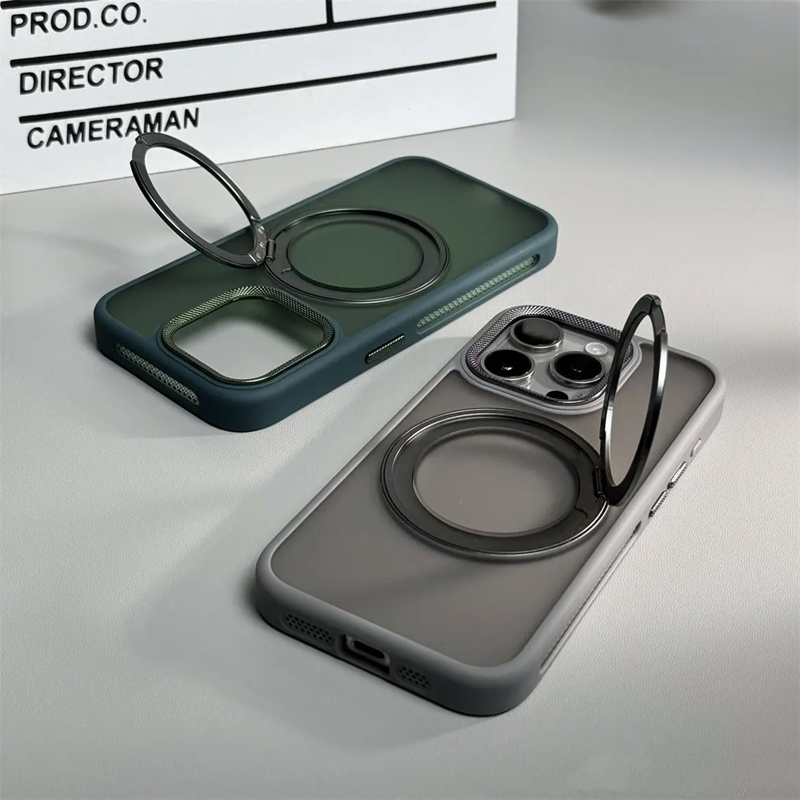 隠しスタンド付き iphone17/16 ケース マット 指紋・汚れつかない おしゃれ GUESTCASE
