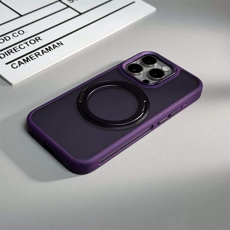 隠しスタンド付き iphone17/16 ケース マット 指紋・汚れつかない おしゃれ GUESTCASE