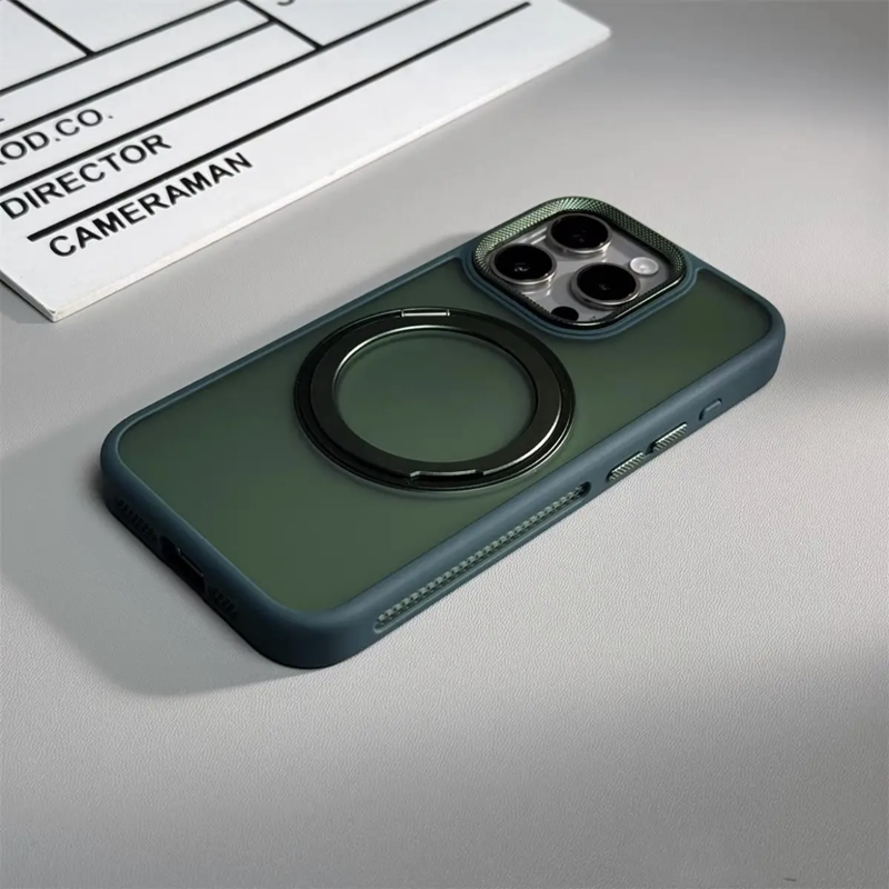 隠しスタンド付き iphone17/16 ケース マット 指紋・汚れつかない おしゃれ GUESTCASE