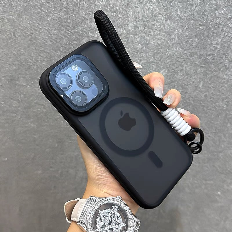 ストラップ付き マットクリアiPhoneケース カメラ保護 隠しスタンド magsafeケース GUESTCASE