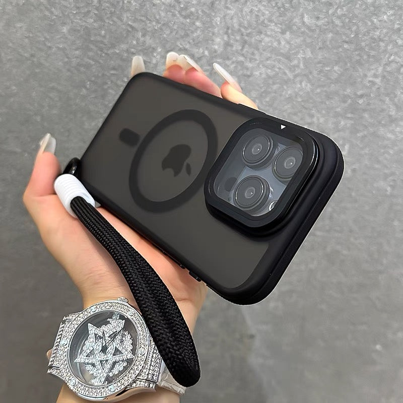 ストラップ付き マットクリアiPhoneケース カメラ保護 隠しスタンド magsafeケース GUESTCASE