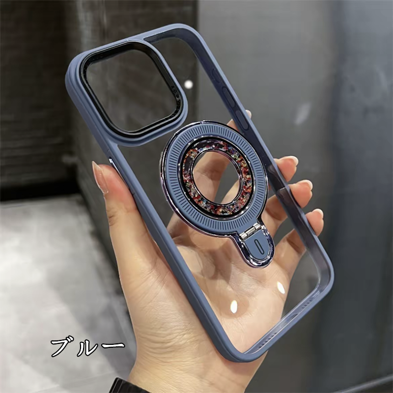 隠しスタンド magsafe対応 iphone17pro/16pro ケース クリア スマホケース キラキラ 動く GUESTCASE