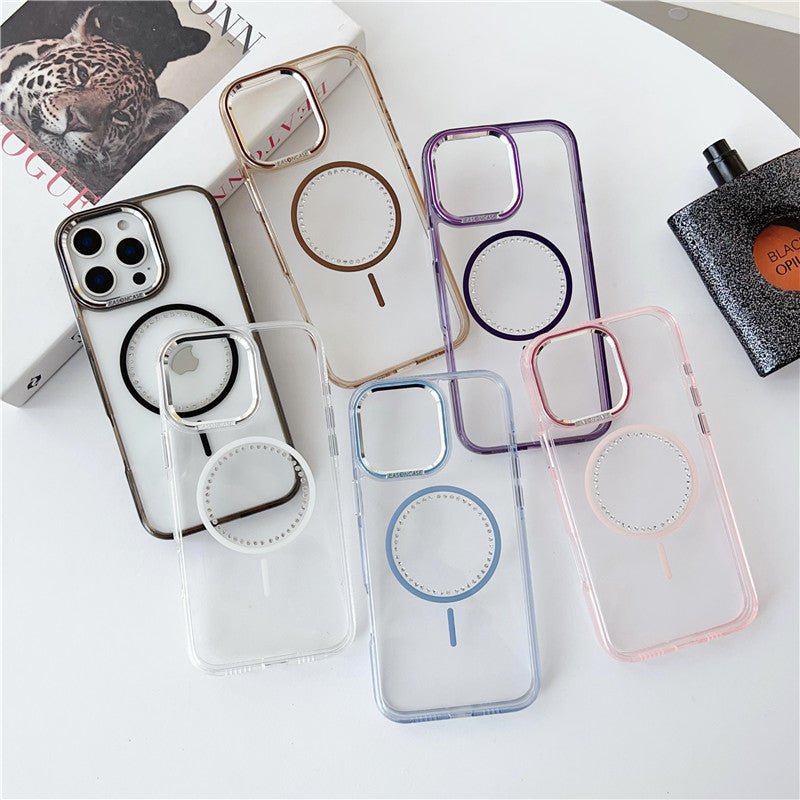 magsafeケース クリア iphone16pro/15/14 ケース ストーンデコ ハードケース GETCASE