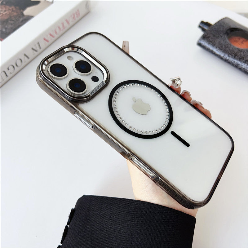 magsafeケース クリア iphone16pro/15/14 ケース ストーンデコ ハードケース GETCASE