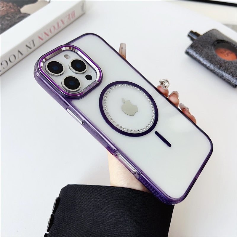 magsafeケース クリア iphone16pro/15/14 ケース ストーンデコ ハードケース GETCASE