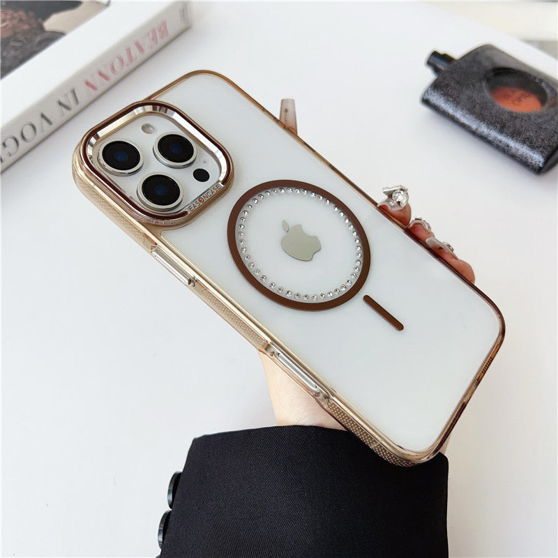 magsafeケース クリア iphone16pro/15/14 ケース ストーンデコ ハードケース GETCASE
