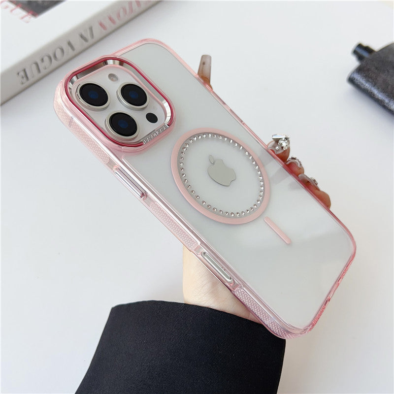 magsafeケース クリア iphone16pro/15/14 ケース ストーンデコ ハードケース GETCASE