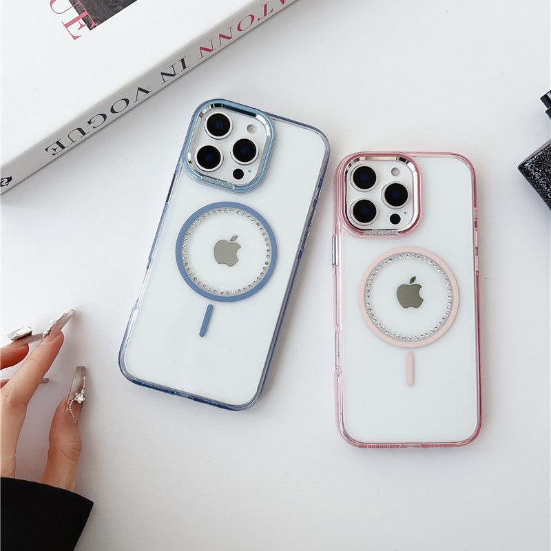 magsafeケース クリア iphone16pro/15/14 ケース ストーンデコ ハードケース GETCASE