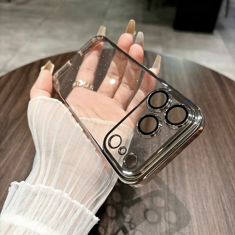 iphone用キラキラと輝く星のようなケース かわいい 黄ばみにくいトレンドのiPhoneクリアケース 我的商店