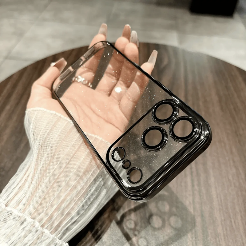 iphone用キラキラと輝く星のようなケース かわいい 黄ばみにくいトレンドのiPhoneクリアケース 我的商店