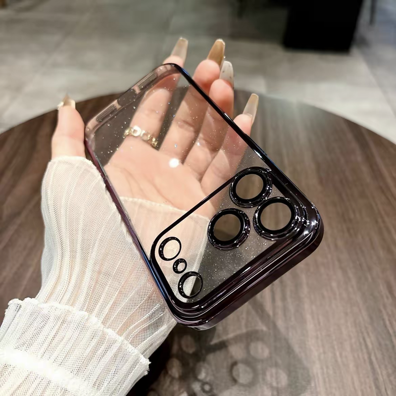 iphone用キラキラと輝く星のようなケース かわいい 黄ばみにくいトレンドのiPhoneクリアケース 我的商店