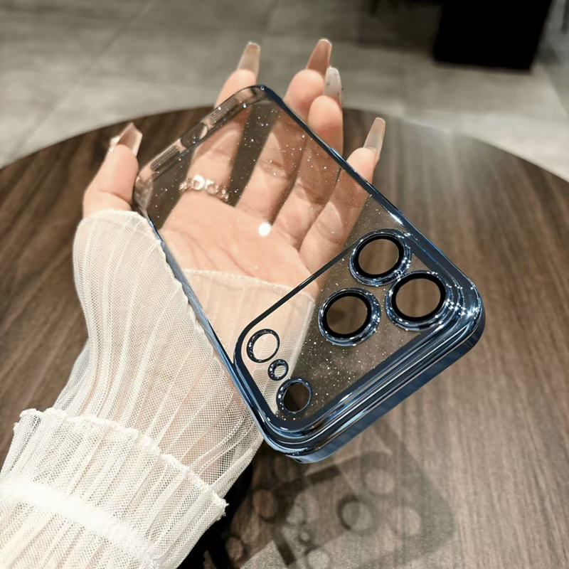 iphone用キラキラと輝く星のようなケース かわいい 黄ばみにくいトレンドのiPhoneクリアケース 我的商店