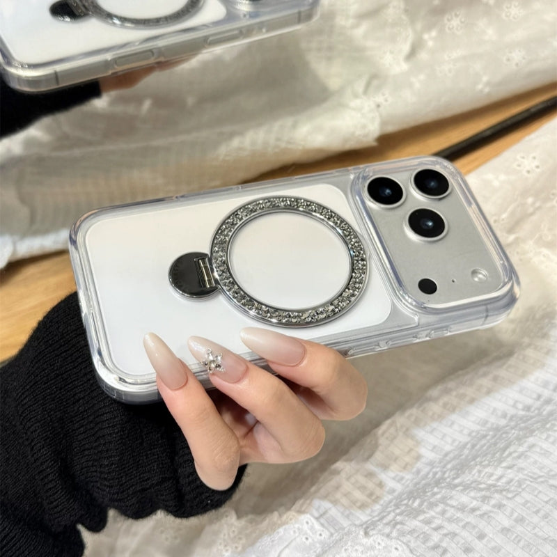 iphone17/17promax クリアケース キラキラスタンド付き magsafeケース おしゃれ GETCASE