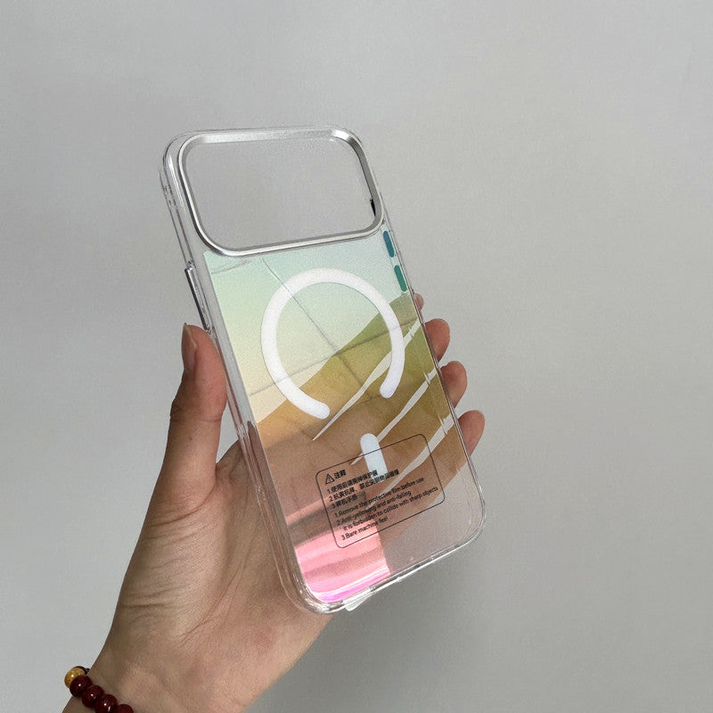iphone17pro/17promax ガラスケース オーロラ magsafeケース 黄ばまない クリアケース GUESTCASE