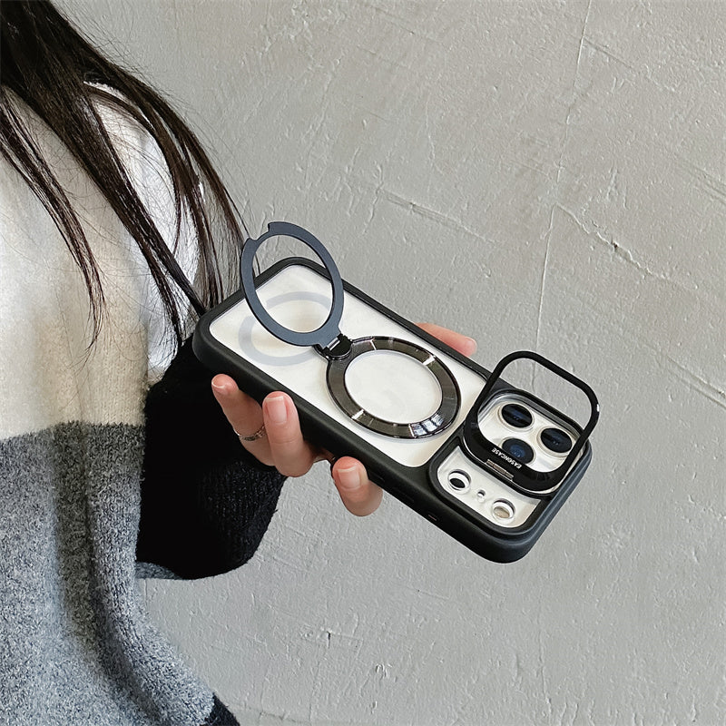 iphone17/17pro ケース スタンド 付き iphone16pro/15 クリアケース magsafe対応 GETCASE