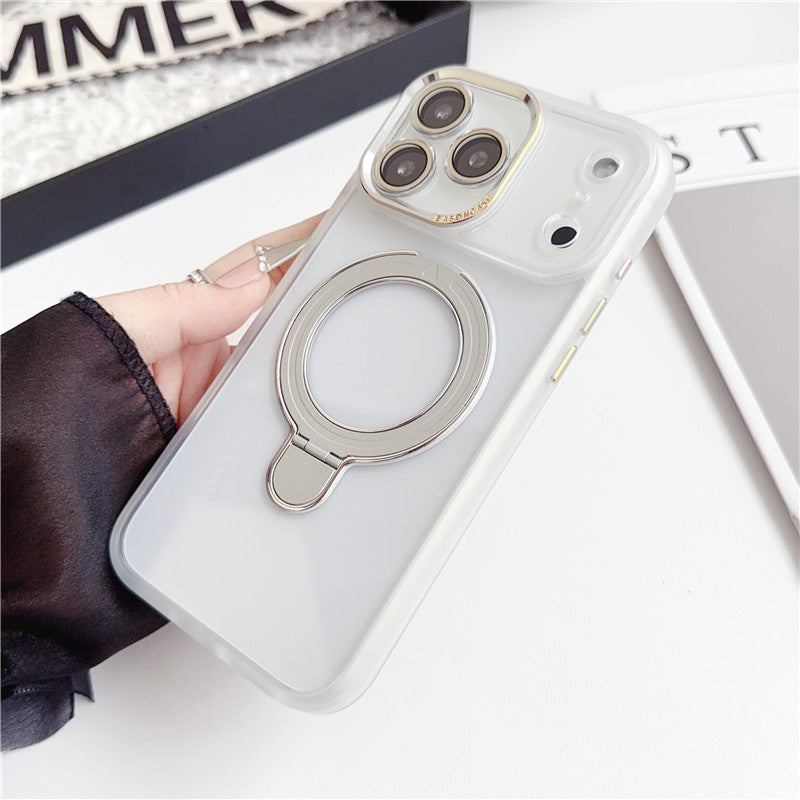 隠れスタンドiPhone17/17pro クリアケース カメラ保護 かわいい黄ばみにくいアイフォン透明カバー GETCASE ホワイト iPhone17