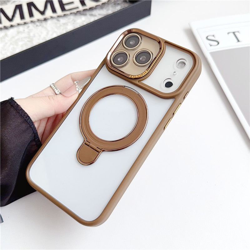 隠れスタンドiPhone17/17pro クリアケース カメラ保護 かわいい黄ばみにくいアイフォン透明カバー GETCASE デザートチタニウム iPhone17