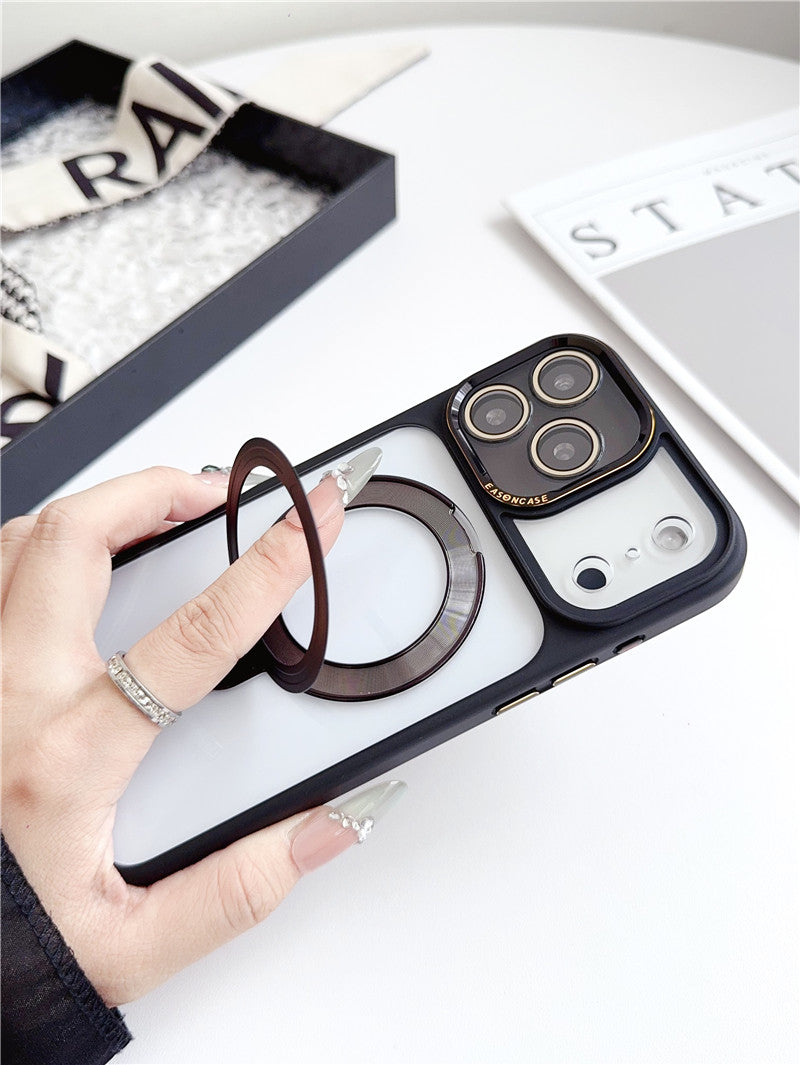 隠れスタンドiPhone17/17pro クリアケース カメラ保護 かわいい黄ばみにくいアイフォン透明カバー GETCASE