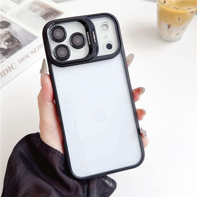 カメラ保護リング付き iphone17/17pro クリアケース 隠れスタンド おしゃれ GUESTCASE ブラック iPhone17