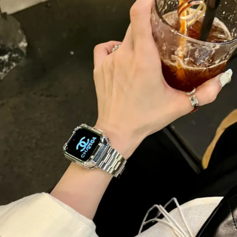 ステンレス アップルウォッチバンド 工具不要で調整可能 apple watchカバー付き guestcase