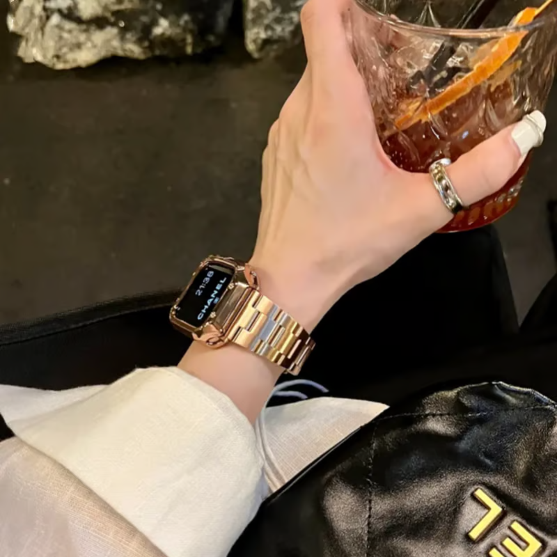 ステンレス アップルウォッチバンド 工具不要で調整可能 apple watchカバー付き guestcase
