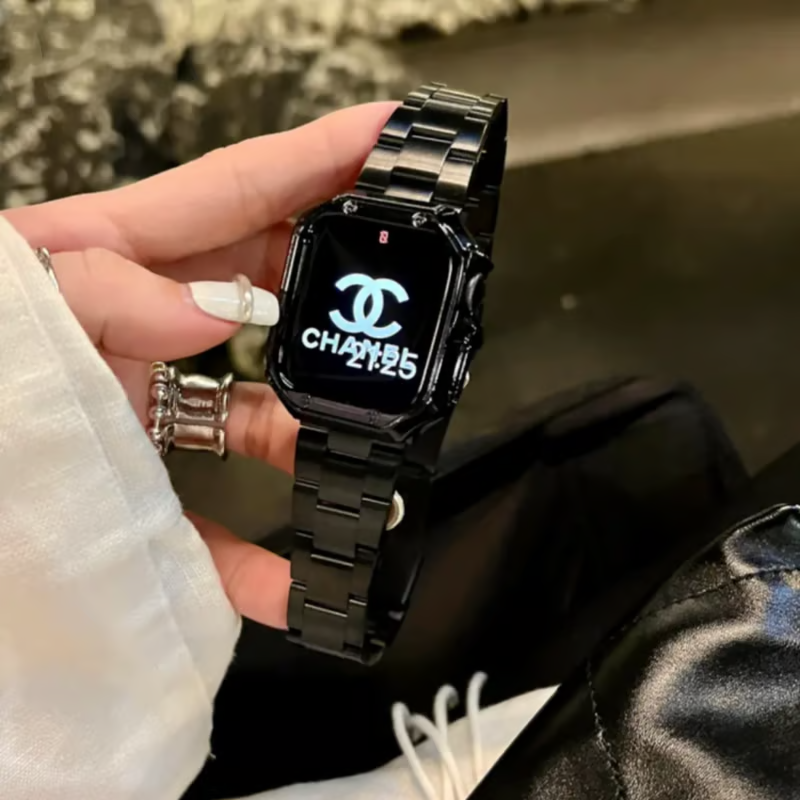 ステンレス アップルウォッチバンド 工具不要で調整可能 apple watchカバー付き guestcase ブラック 38mm