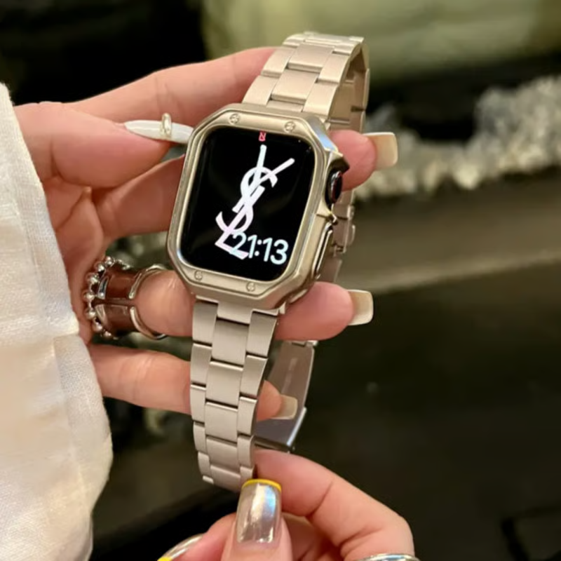 ステンレス アップルウォッチバンド 工具不要で調整可能 apple watchカバー付き guestcase スターライト 38mm