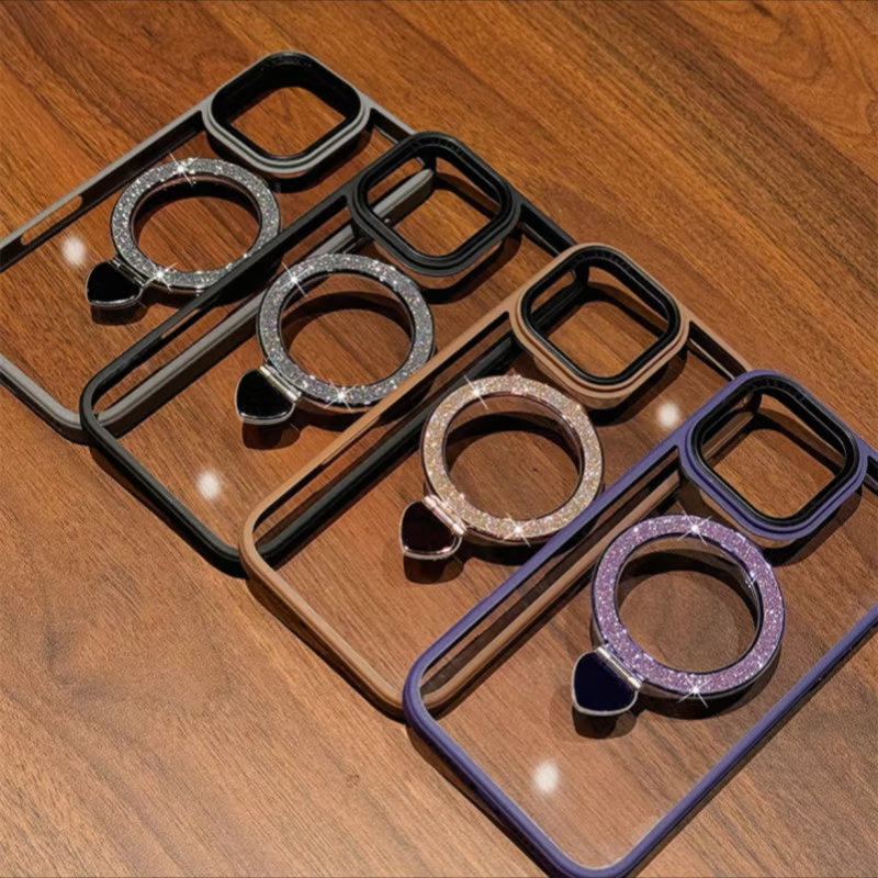 iphoneクリアケース キラキラスタンド付き magsafeケース おしゃれ