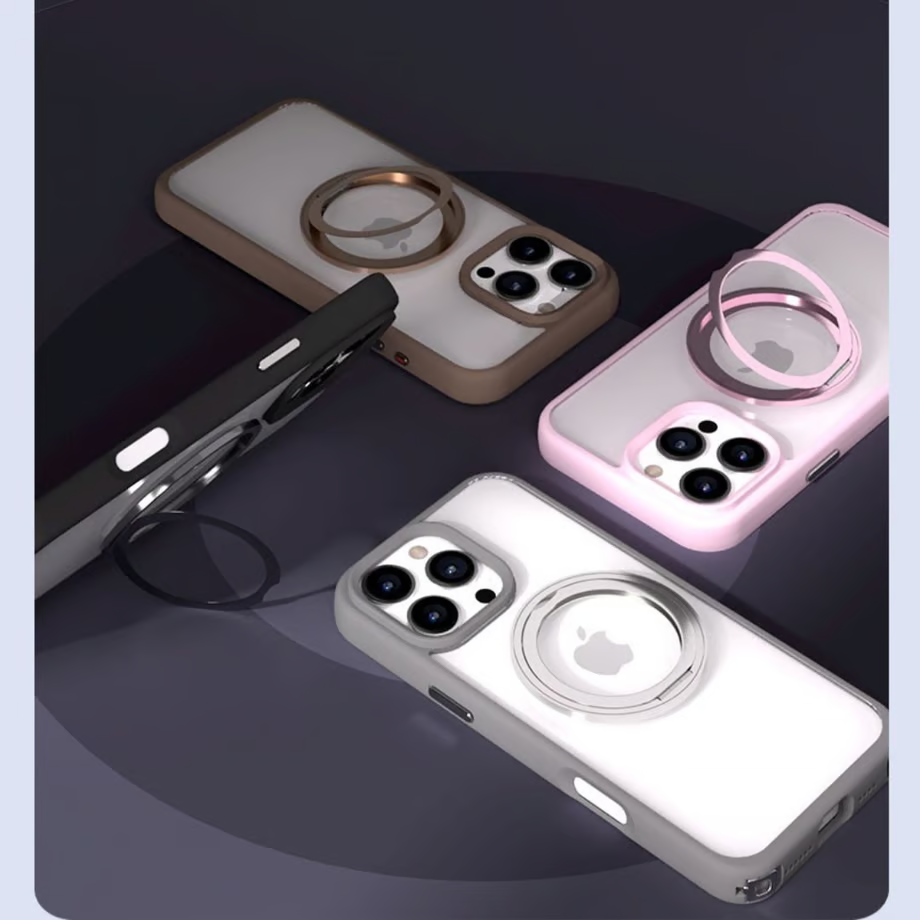 隠れストラップホルダー付きiPhoneケース マグスタンドiPhone透明ケース magsafe対応