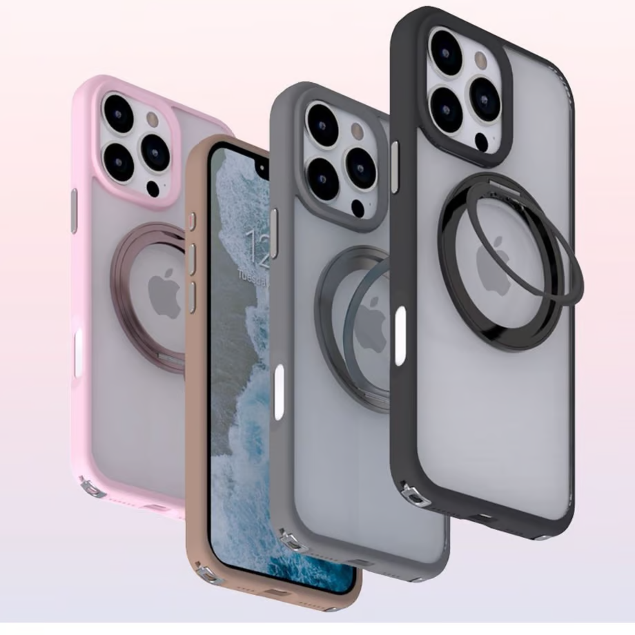 隠れストラップホルダー付きiPhoneケース マグスタンドiPhone透明ケース magsafe対応
