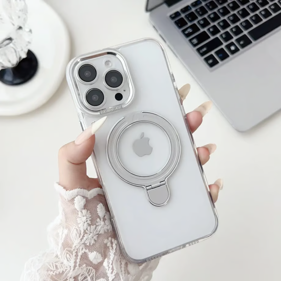 クリア iphone16/16pro ケース 薄い スタンド付き カメラ保護 magsafeケース GETCASE ホワイト iPhone16
