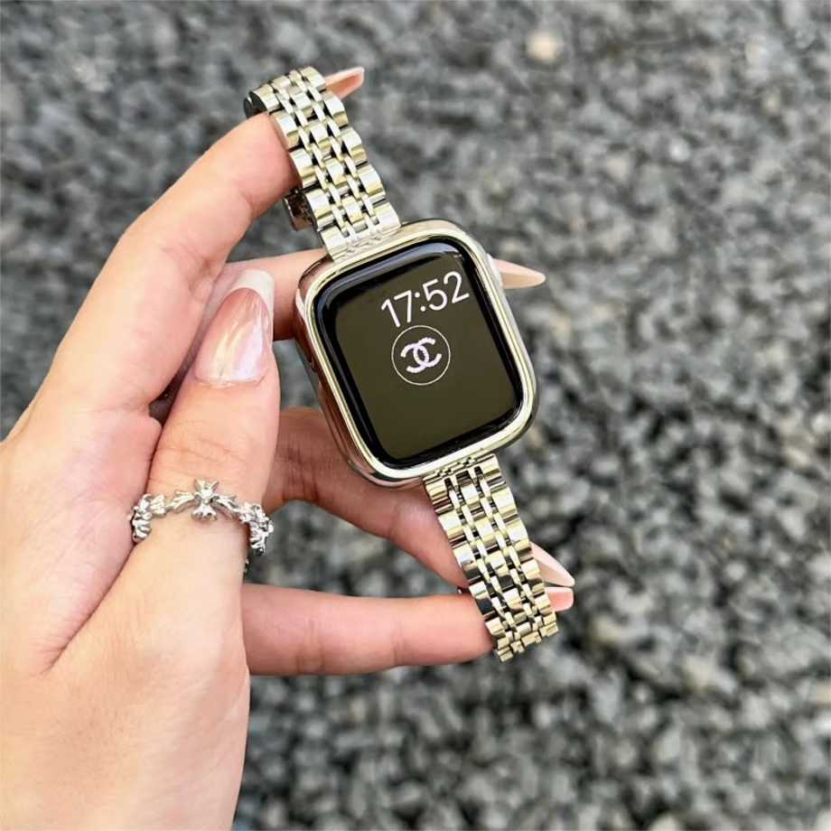 「 apple watchケース付き」ステンレス アップルウォッチバンド 人気 女性 apple watch se/10 バンド おすすめ GUESTCASE シルバー 38mm