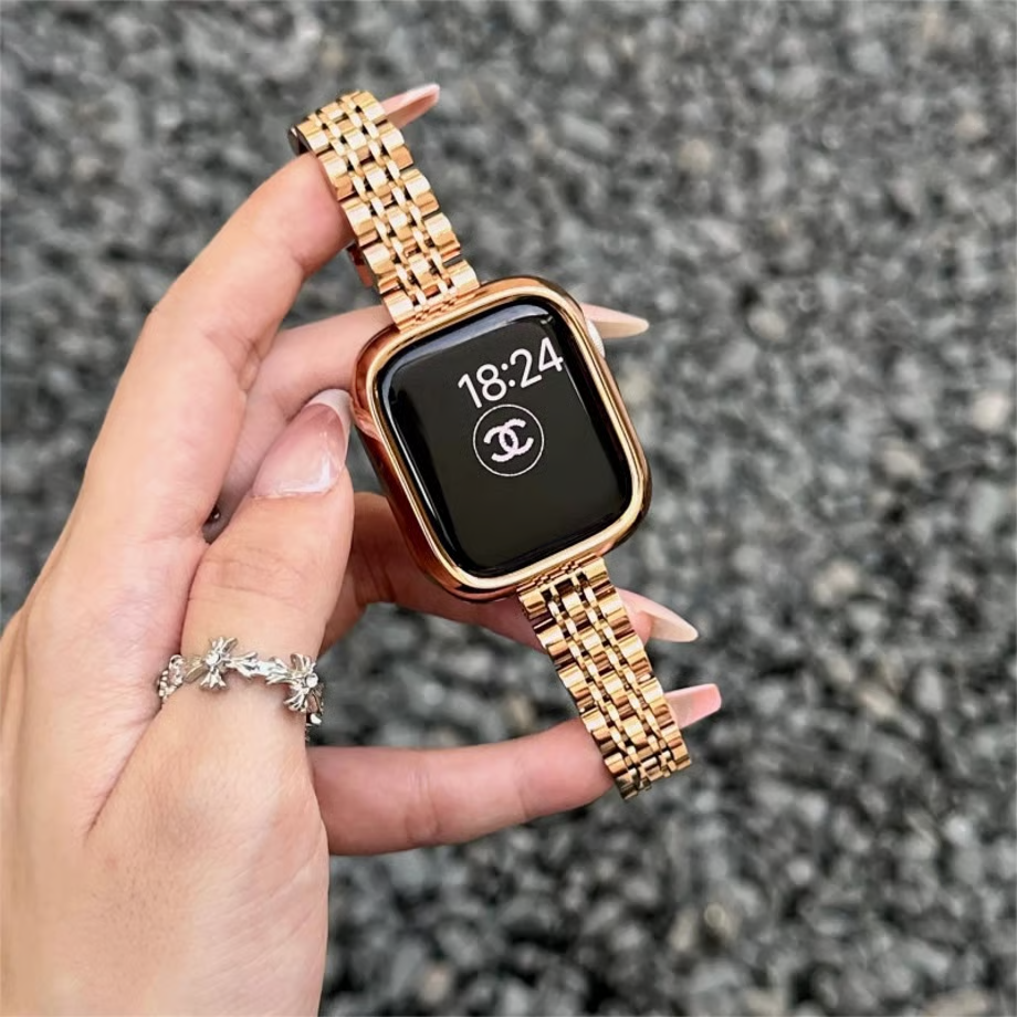 「 apple watchケース付き」ステンレス アップルウォッチバンド 人気 女性 apple watch se/10 バンド おすすめ GUESTCASE ピンクゴールド 38mm