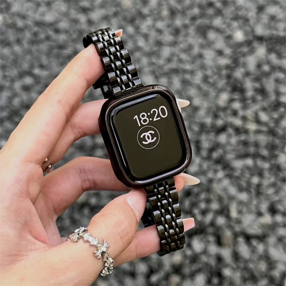 「 apple watchケース付き」ステンレス アップルウォッチバンド 人気 女性 apple watch se/10 バンド おすすめ GUESTCASE ブラック 38mm