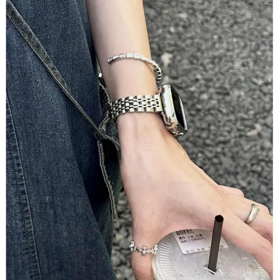 「 apple watchケース付き」ステンレス アップルウォッチバンド 人気 女性 apple watch se/10 バンド おすすめ GUESTCASE