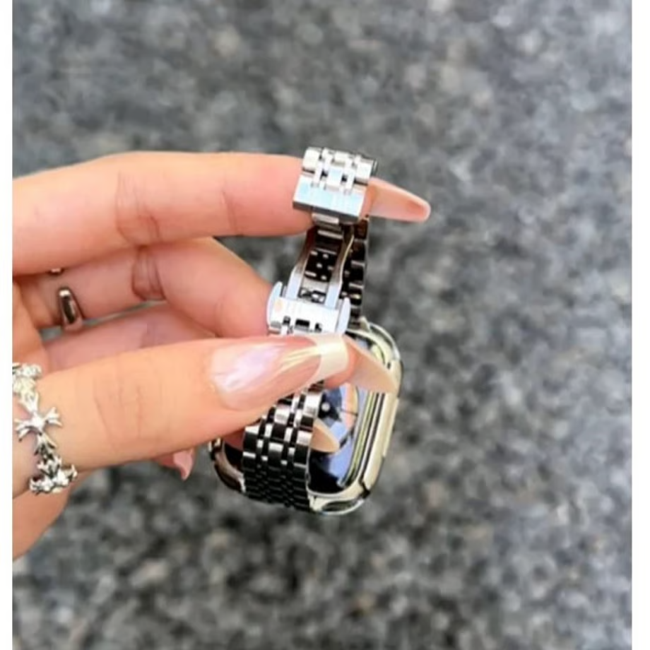 「 apple watchケース付き」ステンレス アップルウォッチバンド 人気 女性 apple watch se/10 バンド おすすめ GUESTCASE