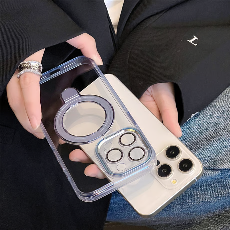 クリア iphone17promax/16pro ケース 薄い スタンド付き カメラ保護 magsafeケース GETCASE