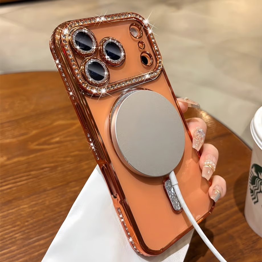 クリア iphone17pro/16pro ケース ストーンデコ マグセーフケース キラキラ GETCASE