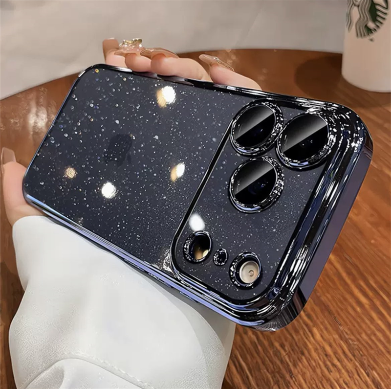 iphone用キラキラと輝く星のようなケース かわいい 黄ばみにくいトレンドのiPhoneクリアケース 我的商店