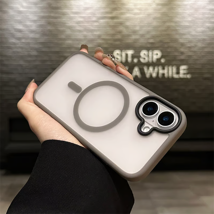 サラサラ感iPhone半透明ケース 滑り止め指紋防止 シンプルiPhoneクリアケース マグセーフ充電 GETCASE