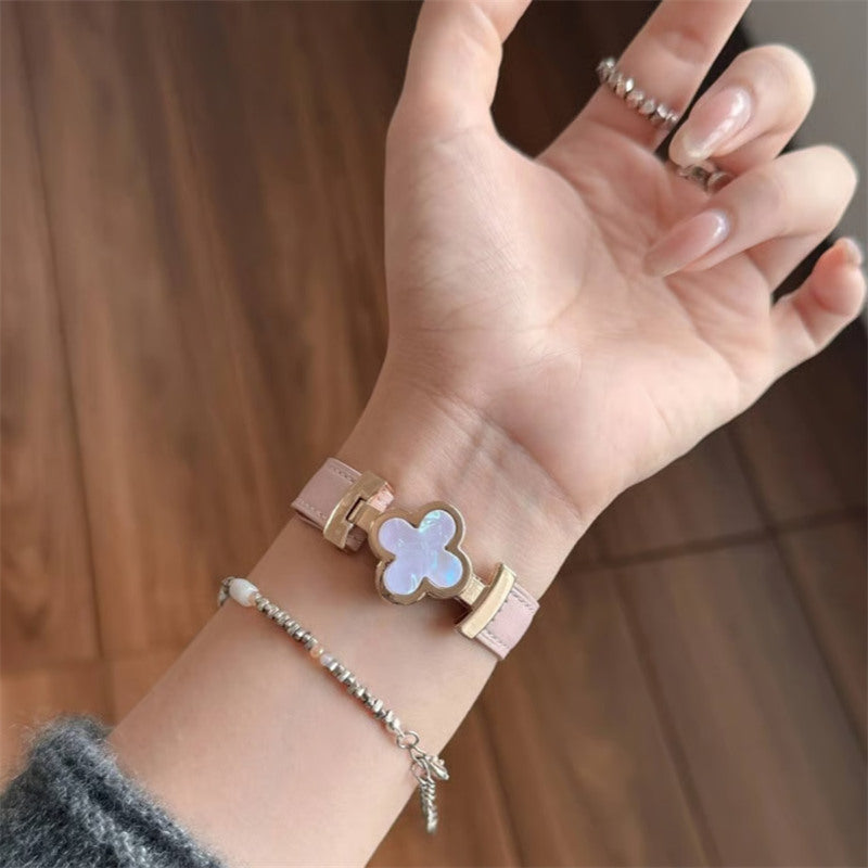 アップル ウォッチ レザー バンド 四葉のクローバー apple watch Series11/SE3対応 バンド かわいい 女性 guestcase